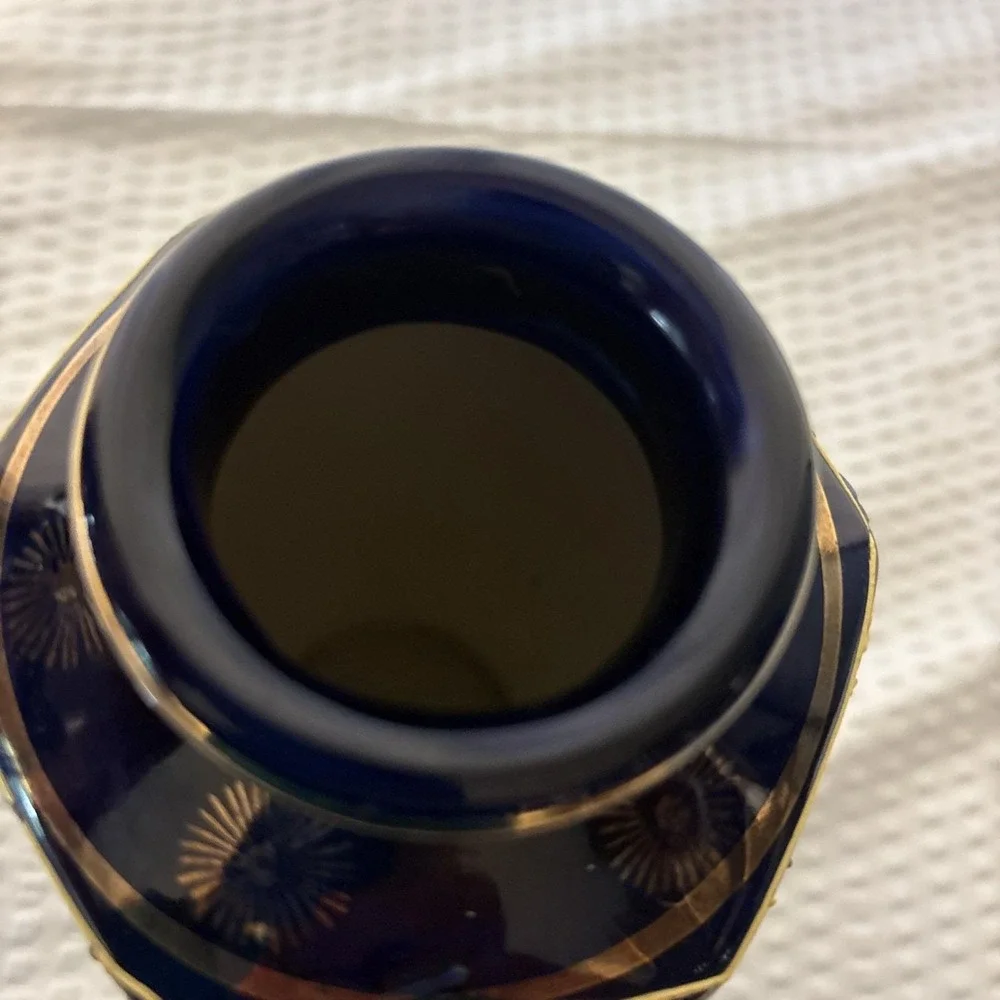 Vintage Cobalt Blue Japanese Satsuma Moriage 6